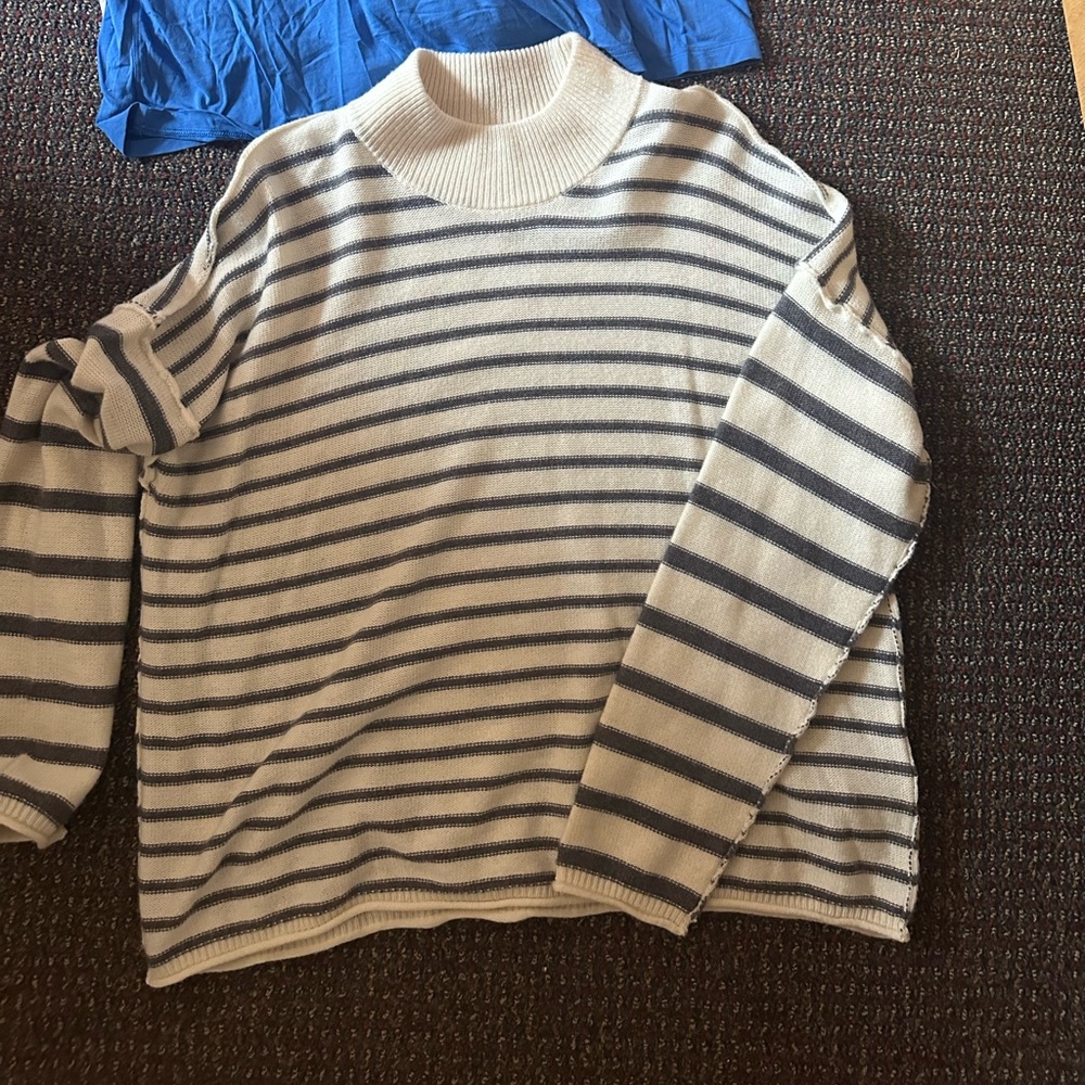 Madewell grey and white striped sweater